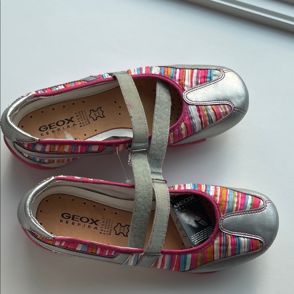 NWOT Geox Striped Silver and Pink Sneakers Size 9.5 - Picture 6 of 10